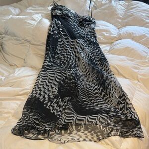 David Meister Monochrome Patterned Dress